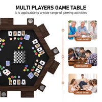 Wood Poker Table Convertible Gaming/Dining Table for 4-6 People with Removable Top, 6-Cup Holders