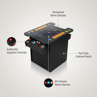 60 Classic Retro Games Cocktail Arcade Machine for Home or Work - Full Size - 2-Player — infographic