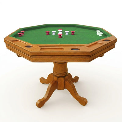 Multi Game Table Built for Game Room Versatility, Oak Construction, Poker and Pool Modes, Seats 8 Players