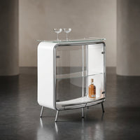 White, Chrome and Clear Home Bar Unit with Acrylic Front — Studio Shot
