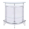 Home Bar Unit Designed for Modern Entertainment, Tempered Glass Top, Chrome Accents, Acrylic Panels