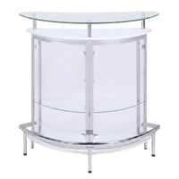 White, Chrome and Clear Home Bar Unit with Acrylic Front — Studio Shot