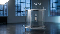 White, Chrome and Clear Home Bar Unit with Acrylic Front — Lifestyle