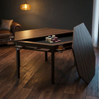 Wood Poker Table Convertible Gaming/Dining Table for 4-6 People with Removable Top, 6-Cup Holders — Studio Shot