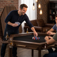Wood Poker Table Convertible Gaming/Dining Table for 4-6 People with Removable Top, 6-Cup Holders — Lifestyle