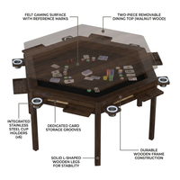 Wood Poker Table Convertible Gaming/Dining Table for 4-6 People with Removable Top, 6-Cup Holders — How It Works