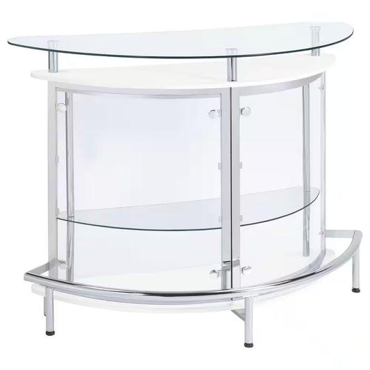 White, Chrome and Clear Home Bar Unit with Acrylic Front