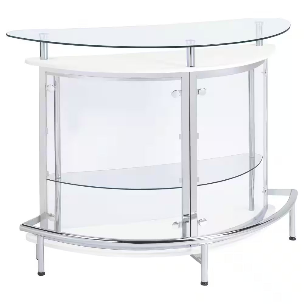 White, Chrome and Clear Home Bar Unit with Acrylic Front