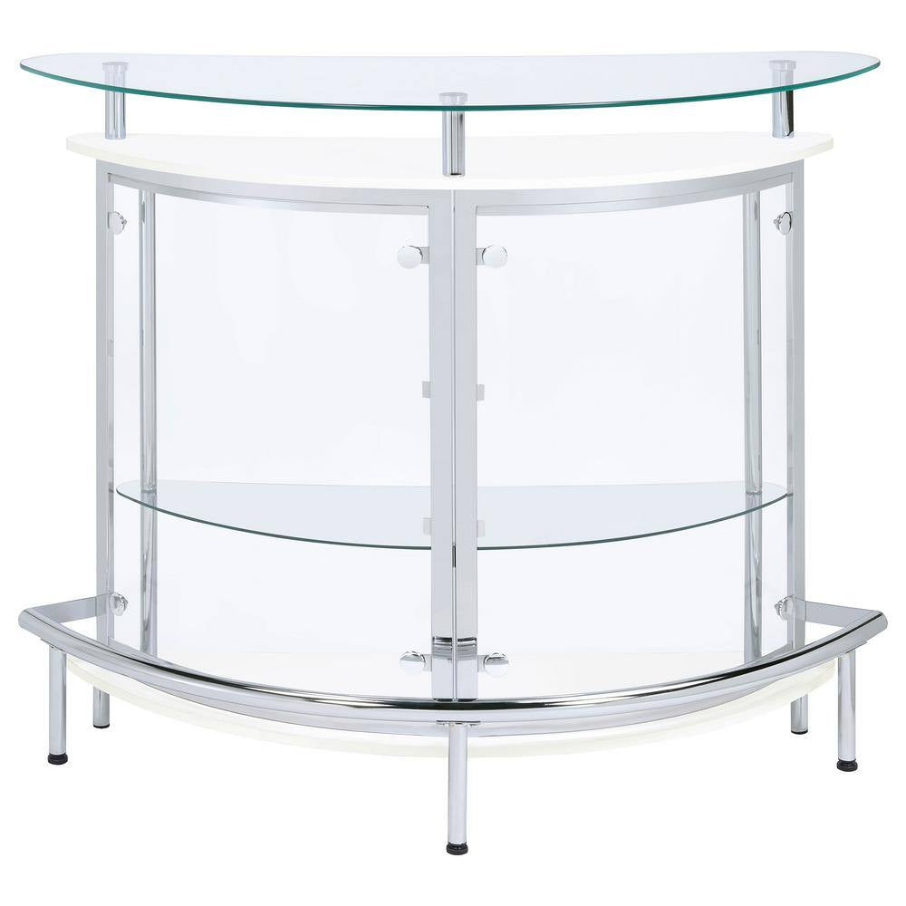 White, Chrome and Clear Home Bar Unit with Acrylic Front