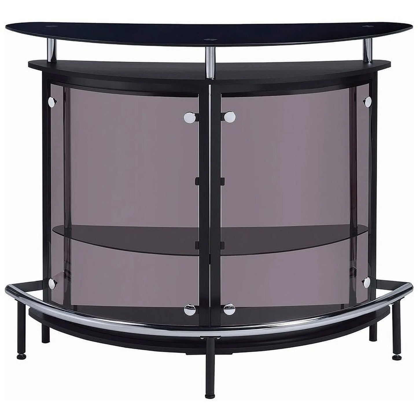 Contemporary Glass Home Bar in Black and Chrome
