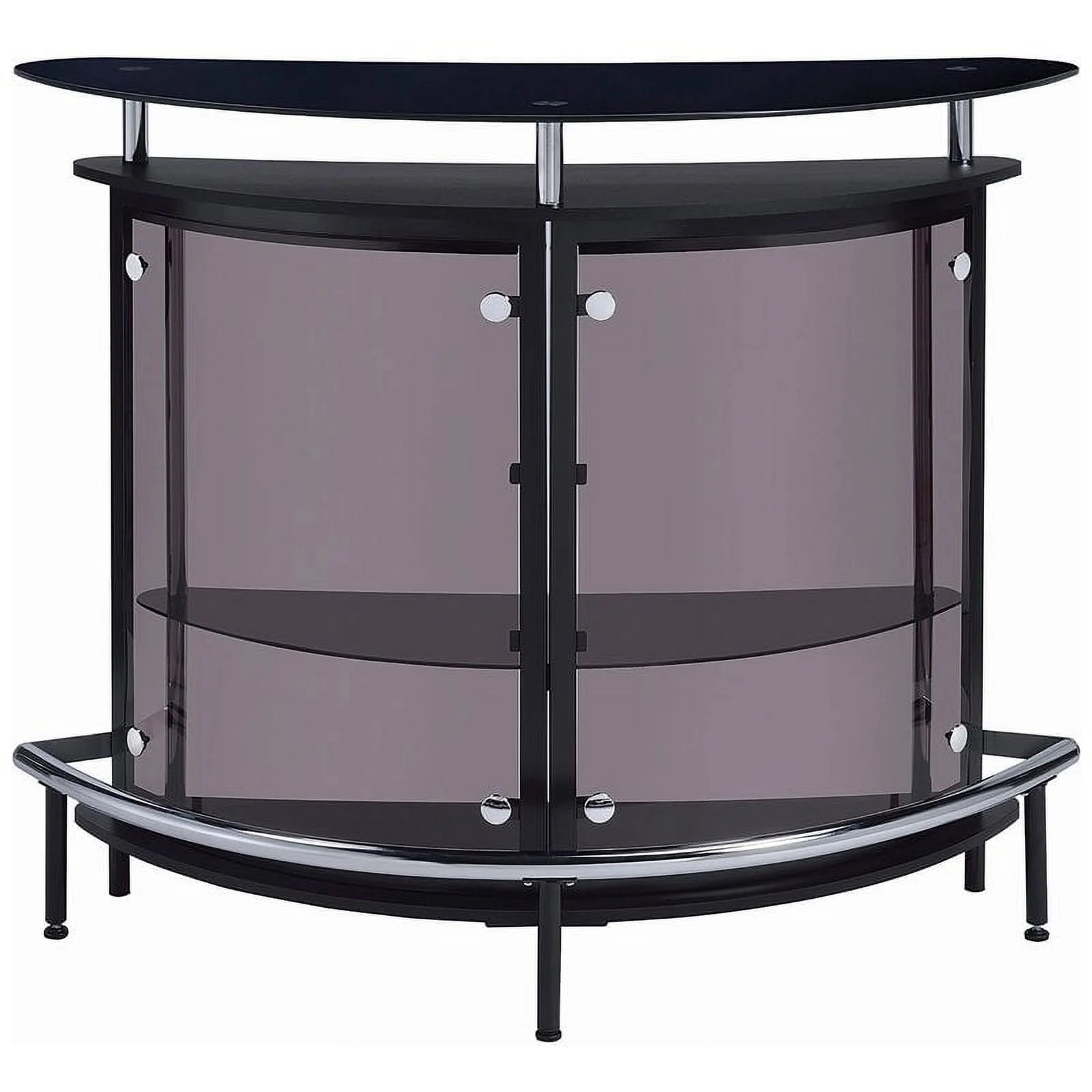 Contemporary Glass Home Bar in Black and Chrome