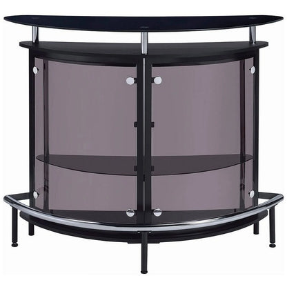 Contemporary Glass Home Bar in Black and Chrome