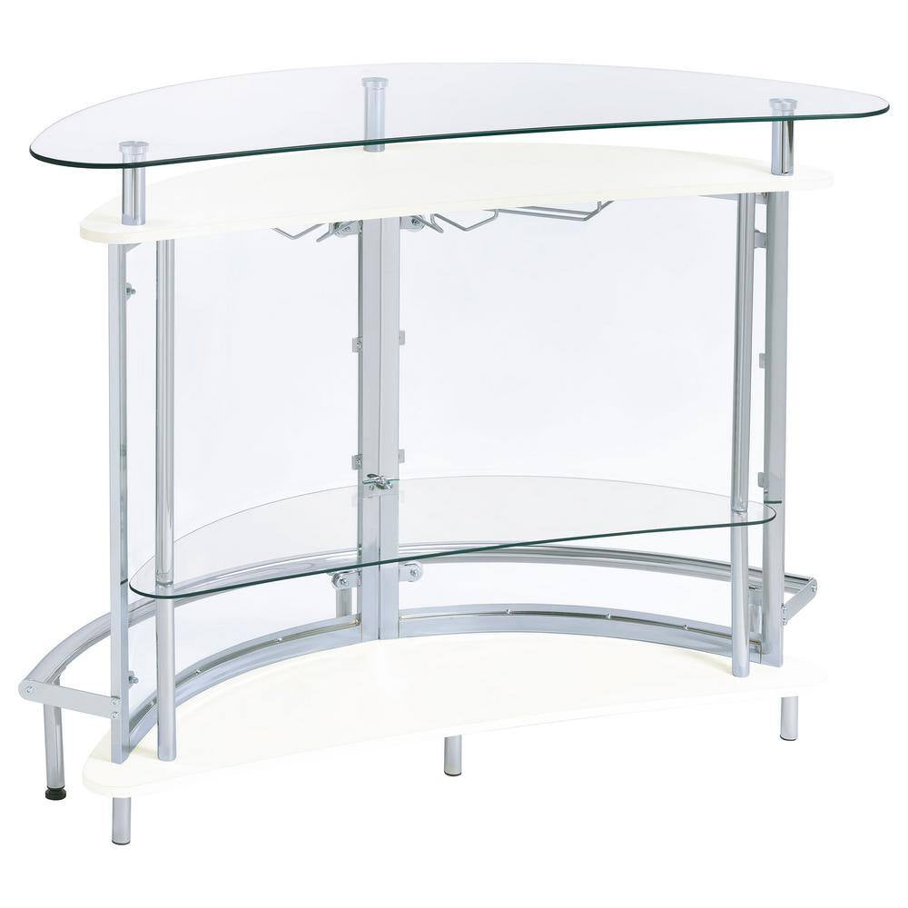 White, Chrome and Clear Home Bar Unit with Acrylic Front