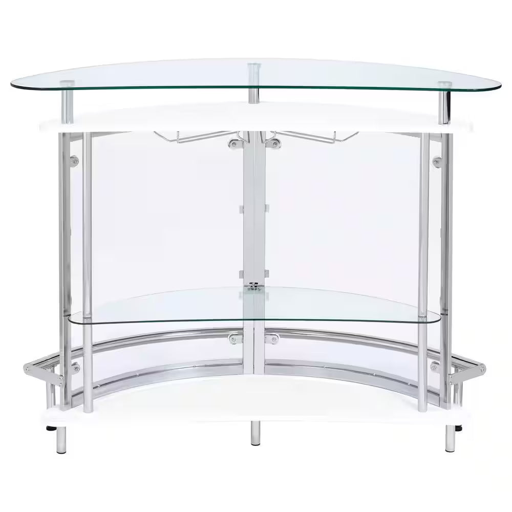 White, Chrome and Clear Home Bar Unit with Acrylic Front