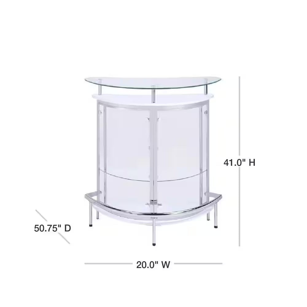White, Chrome and Clear Home Bar Unit with Acrylic Front
